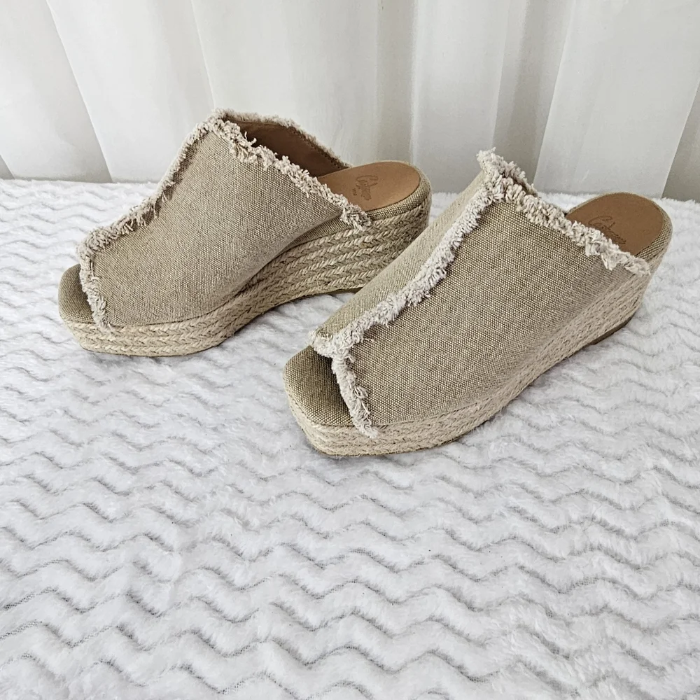 Castañer Queral Espadrille Canvas Wedge Mule Sandal Size 36 - Picture 3 of 8